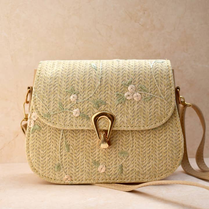 the cute cloud – Großhandel Umhängetasche - Damen – Umhängetasche Blumen mit goldenen Details Handtasche im preppy Stil