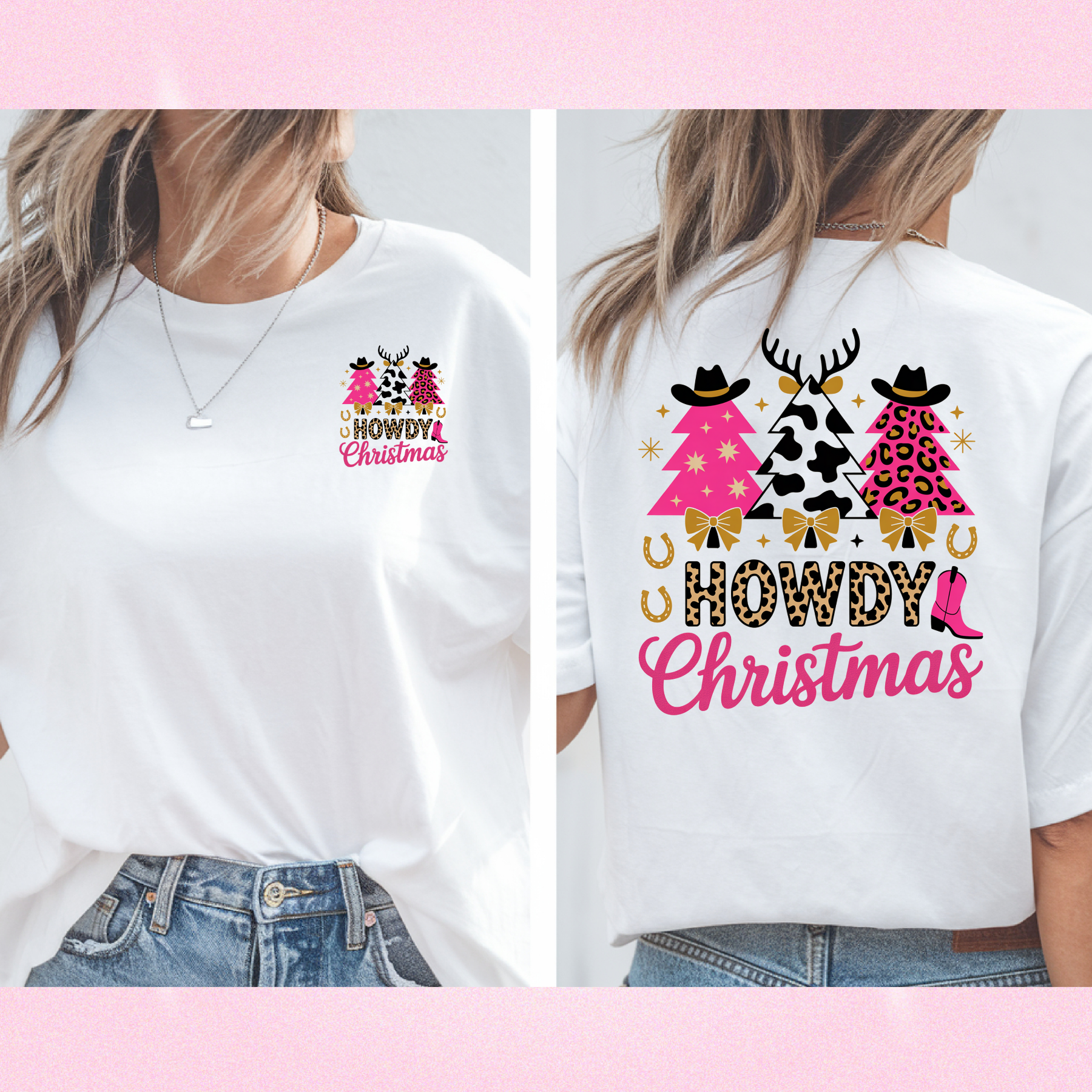The Longhorn Hippie Co./Rustic Ink DTF Transfers - Wholesale Sublimation Transfer - Howdy Christmas Western DTF 13” Hot Peel Transfer w/pocket1