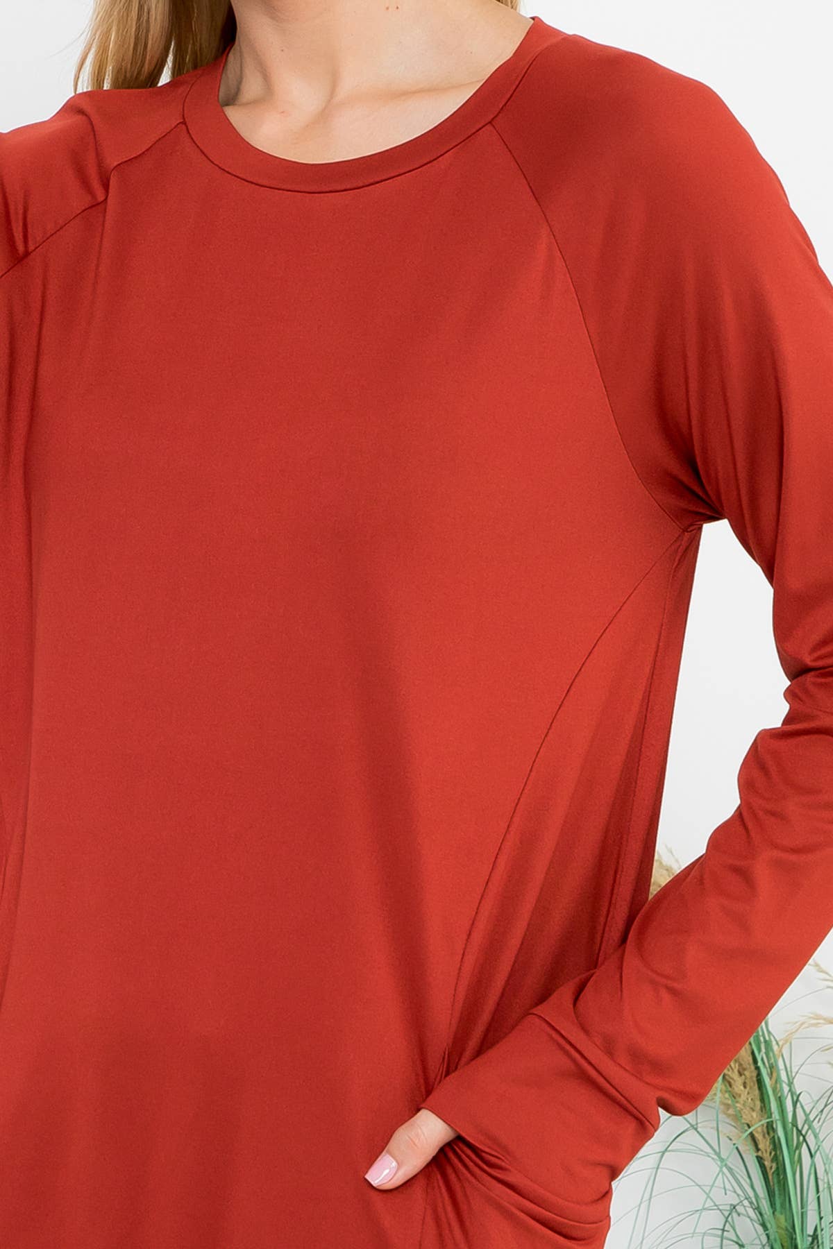 You & Me – Túnica - Mulher por atacado – YMT20003XV-PLUS TAMANHO MACIÇO BOLSO FRONTAL DE MANGA COMPRIDA44