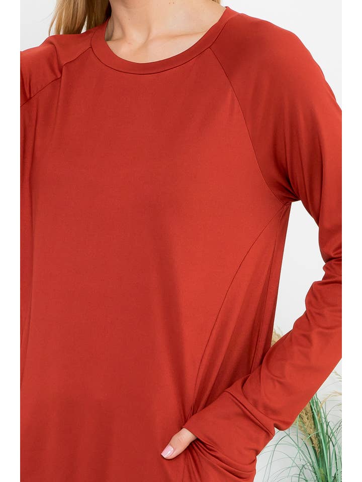 You & Me - Wholesale Tunic - Women's - YMT20003XV-PLUS SIZE SOLID LONG SLEEVE FRONT POCKET TOP44