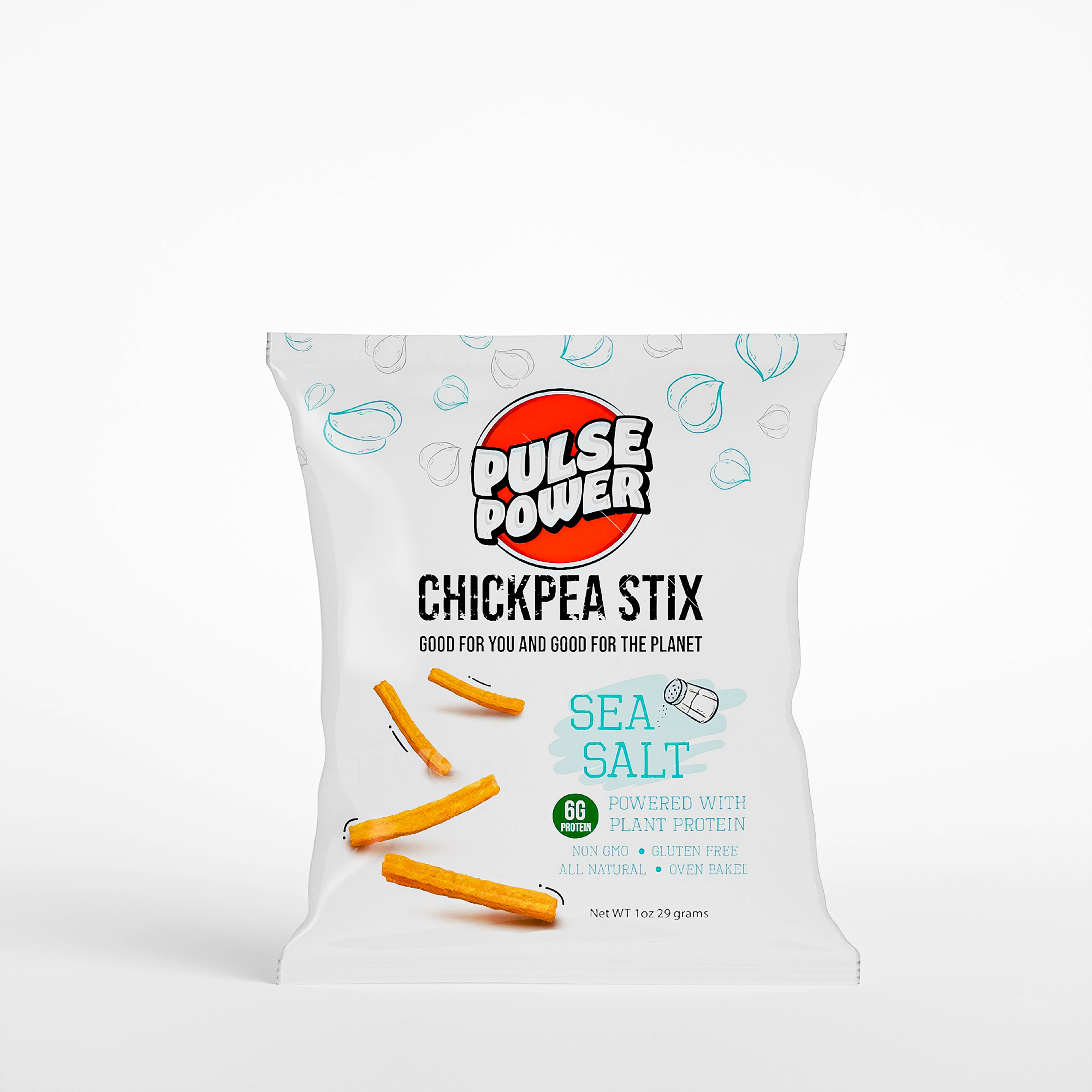 Pulse Power - Wholesale Puffed snack - Pulse Power Chickpea Stix Sea Salt 1oz (24 pack)