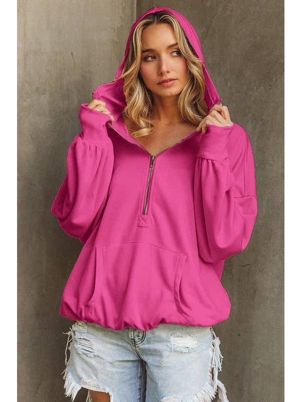 Vanilla Monkey - Vente Sweat à capuche – femme - Pull à capuche léger en tissu éponge à demi-fermeture éclair1