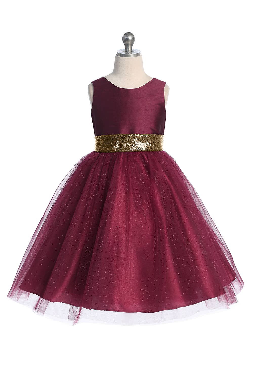 Kid's Dream - Vendita all'ingrosso Vestito - Bambini - Abito da bambina con paillettes oro, scollo a V sul retro e fiocco, anche taglie grandi7