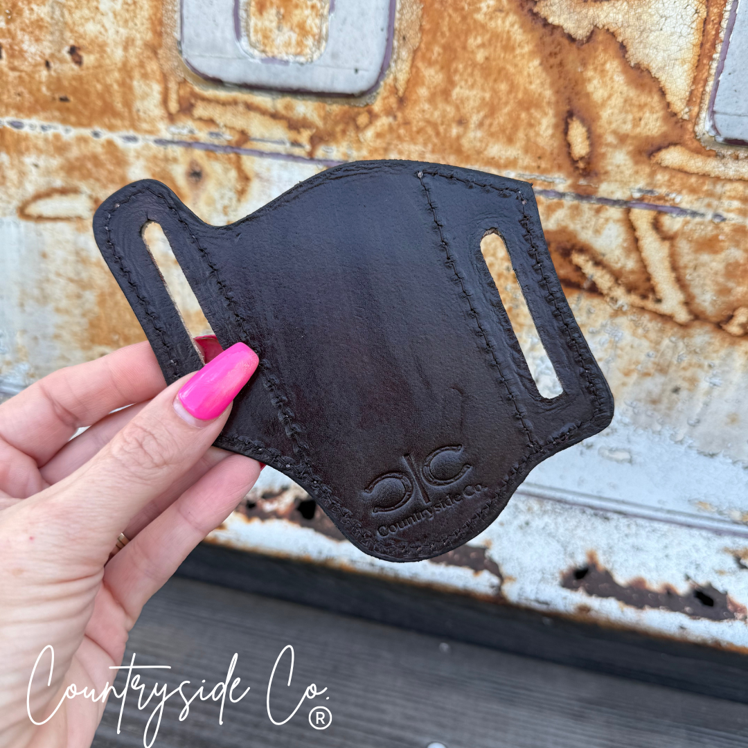 Countryside Co. - Wholesale Pocket Knife/Holder - Aztec Tooled Leather Sheath2