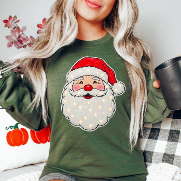Trendy Chic Apparel LLC - Wholesale Graphic Sweatshirt - Women's - Faux Light Up/Faux Chenille Santa Sweatshirts & T-Shirts  1
