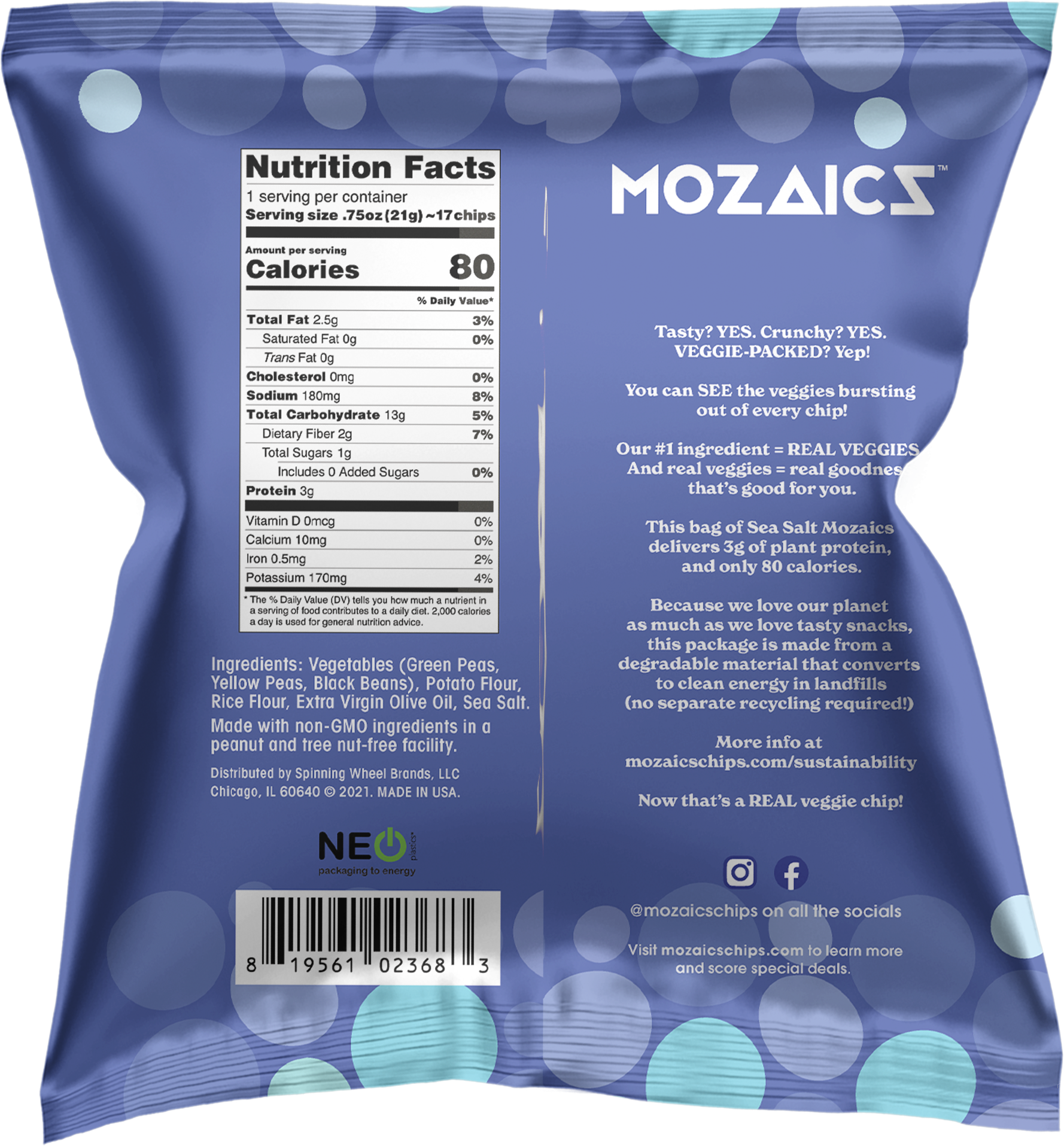Veggicopia - Wholesale Chips - Mozaics Sea Salt Real Veggie Chips 0.75oz Single Serve4