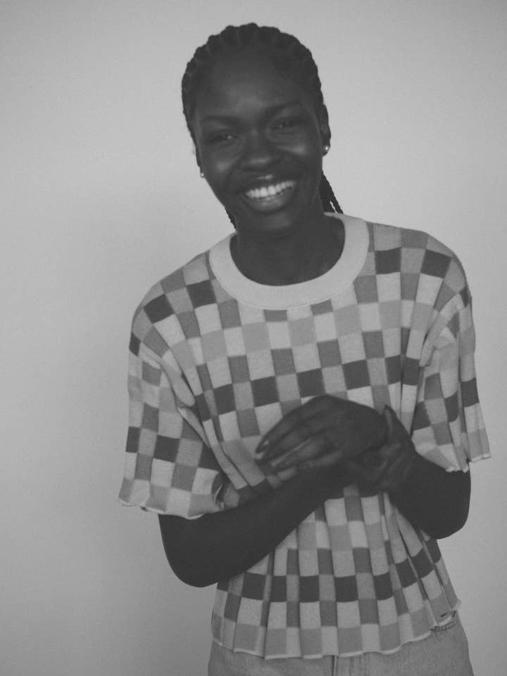 The Endery – wholesale Knitted jumper – Women′s – Anni Grid Plaited Tee - Elemental4