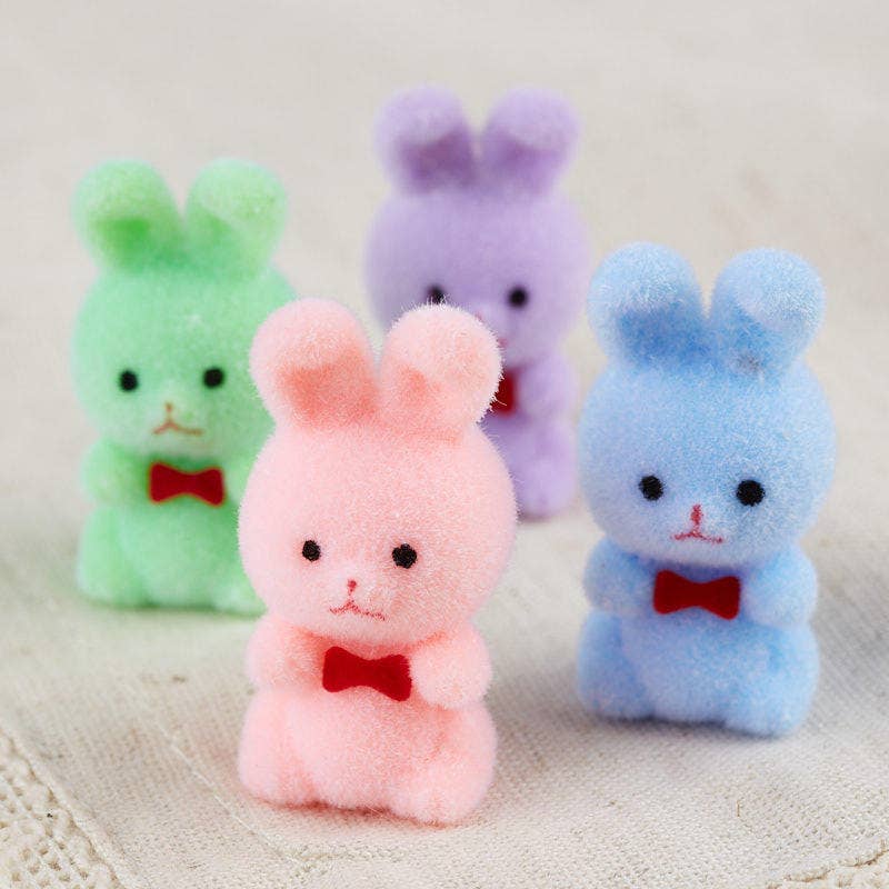 Factory Direct Craft - Wholesale Decorative Tabletop Object - 1" Pastel Miniature Flocked Bunnies (Bag of 12)1