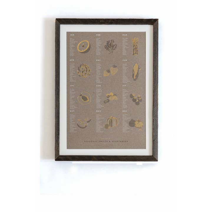 Young America Creative - Wholesale Art Print - Fruit and Vegetable Foil Pressed Print - Chipboard