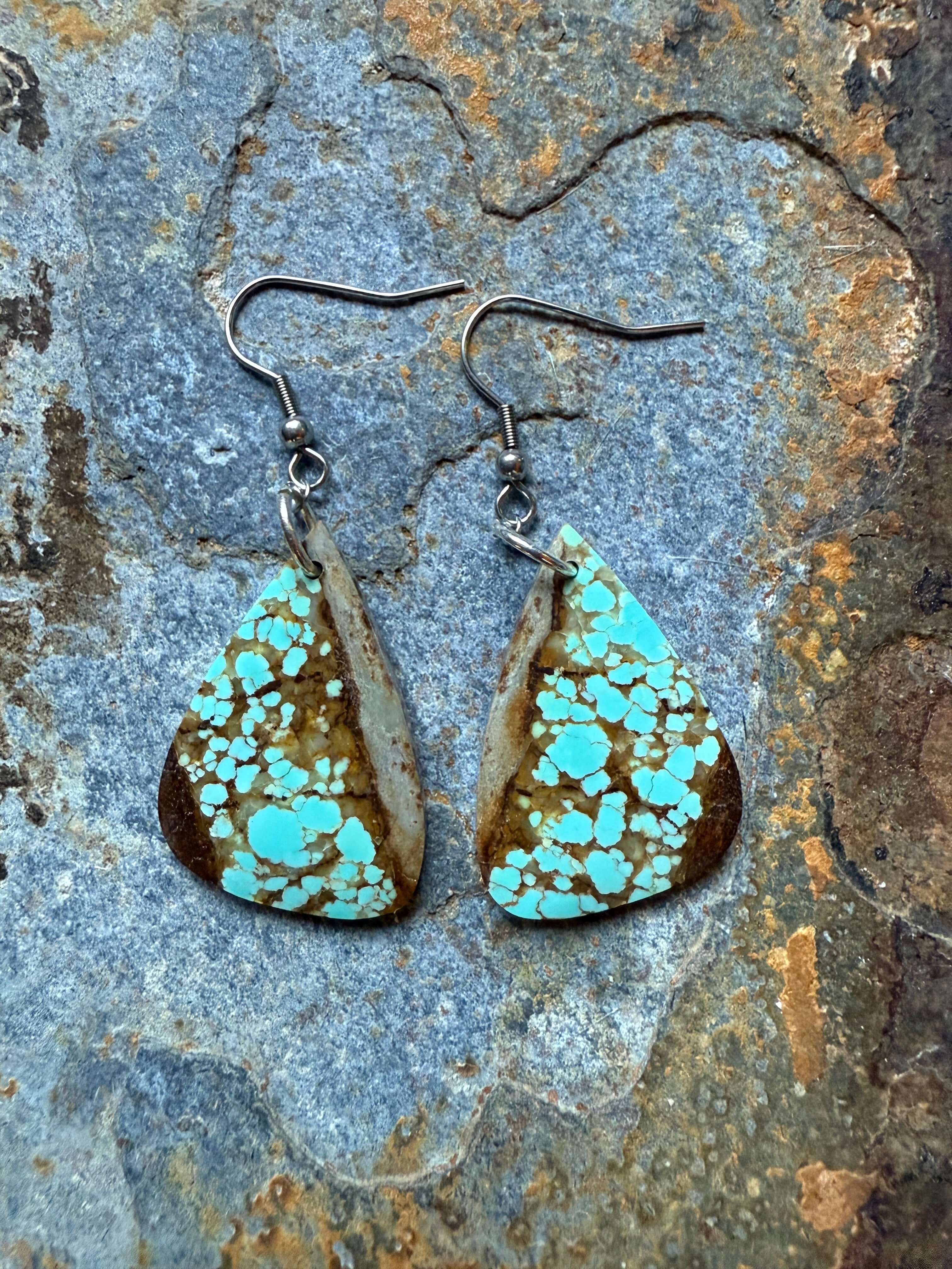 Wild Mountain Soul Designs – wholesale Dangle earrings – Number 8 Turquoise Slab Large Teardrop Earrings0