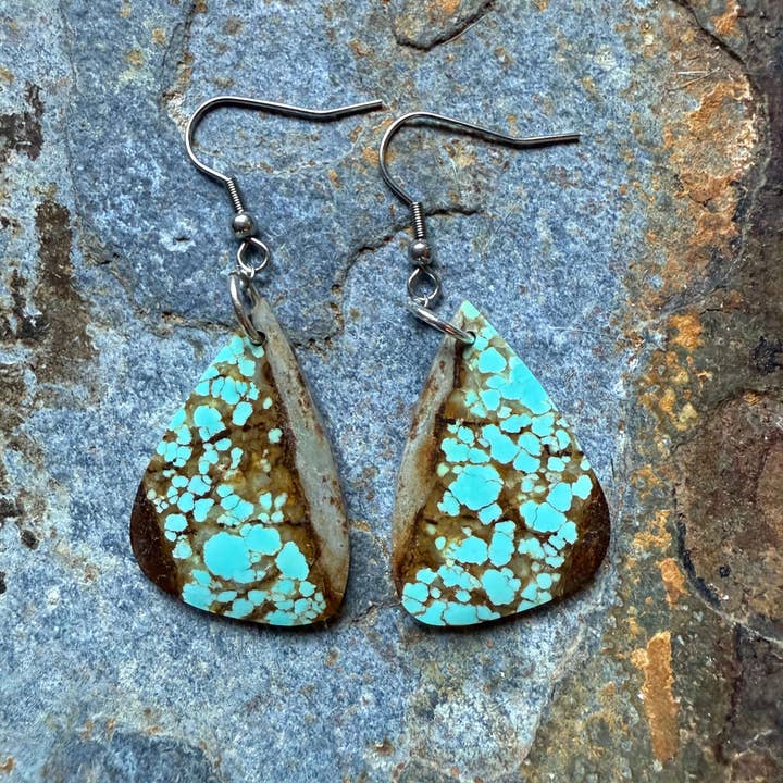 Wild Mountain Soul Designs – wholesale Dangle earrings – Number 8 Turquoise Slab Large Teardrop Earrings