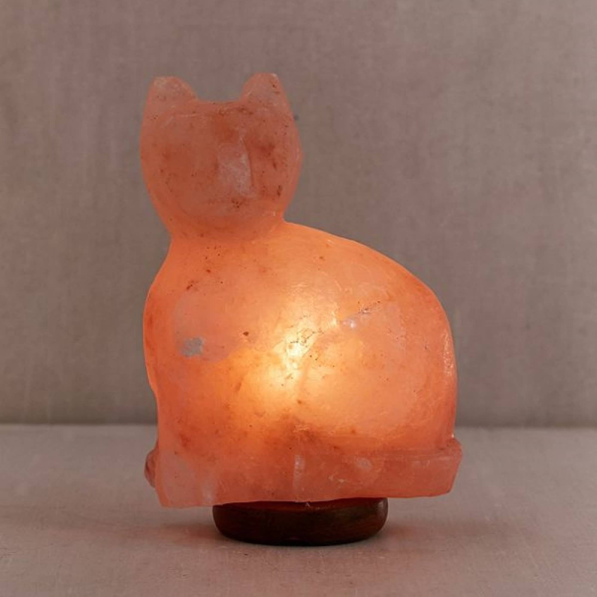 Himalayan Trading Co.® – wholesale Saltlampa – Purrfect Cat Himalayasaltlampa (2,7–4,1 kg) med glödlampa och dimmer C1