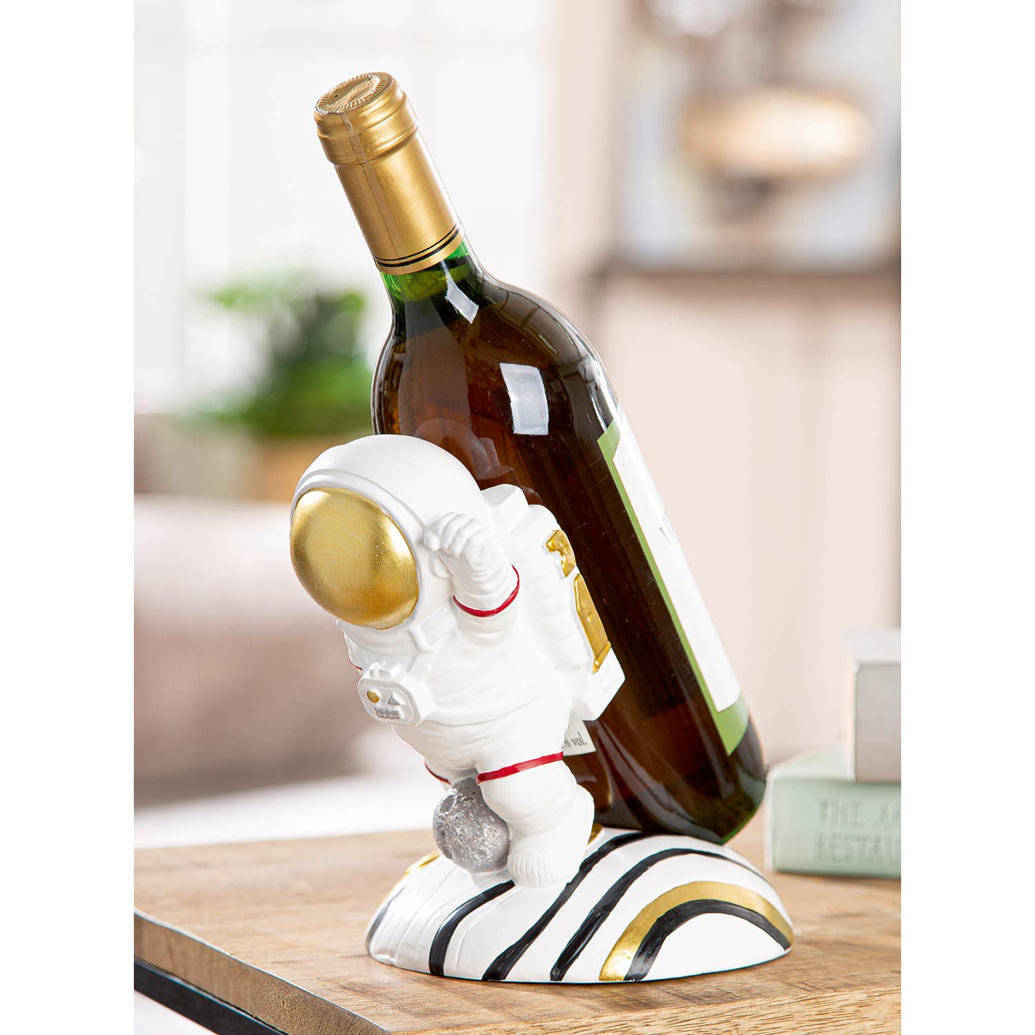gold white Wine bottle holder Voyager gold-colored H. 17 cm, set of 2 for wholesale on Faire0