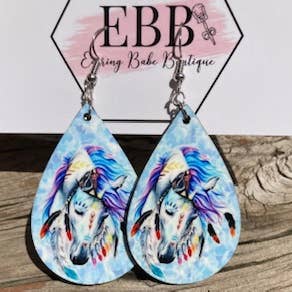 Watercolor Horse Teardrop for wholesale by Earring Babe Boutique