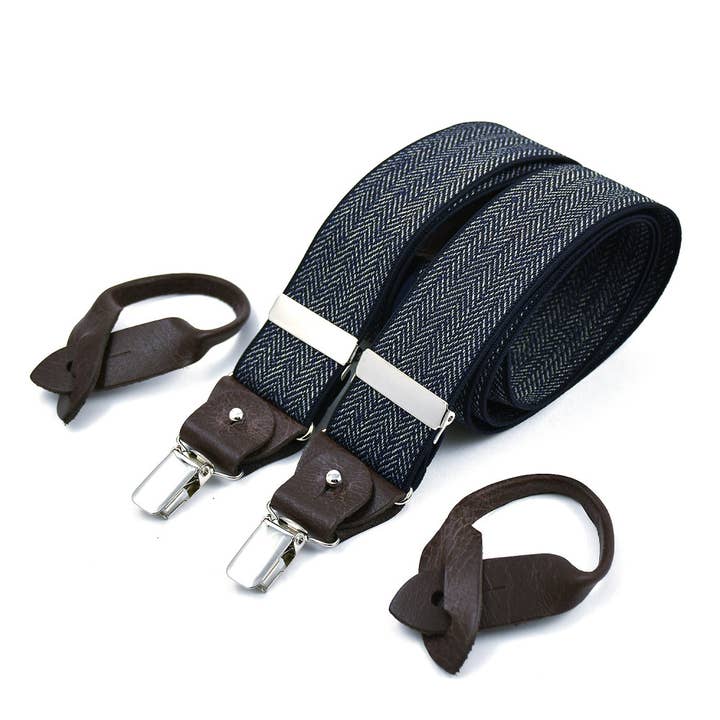 Bertelles – Engroshandel Seler - Herre – Superior brede seler - Navy chevron