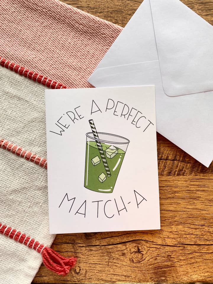 We're A Perfect Match-A Greeting Card for wholesale by Tess Givnish Artist