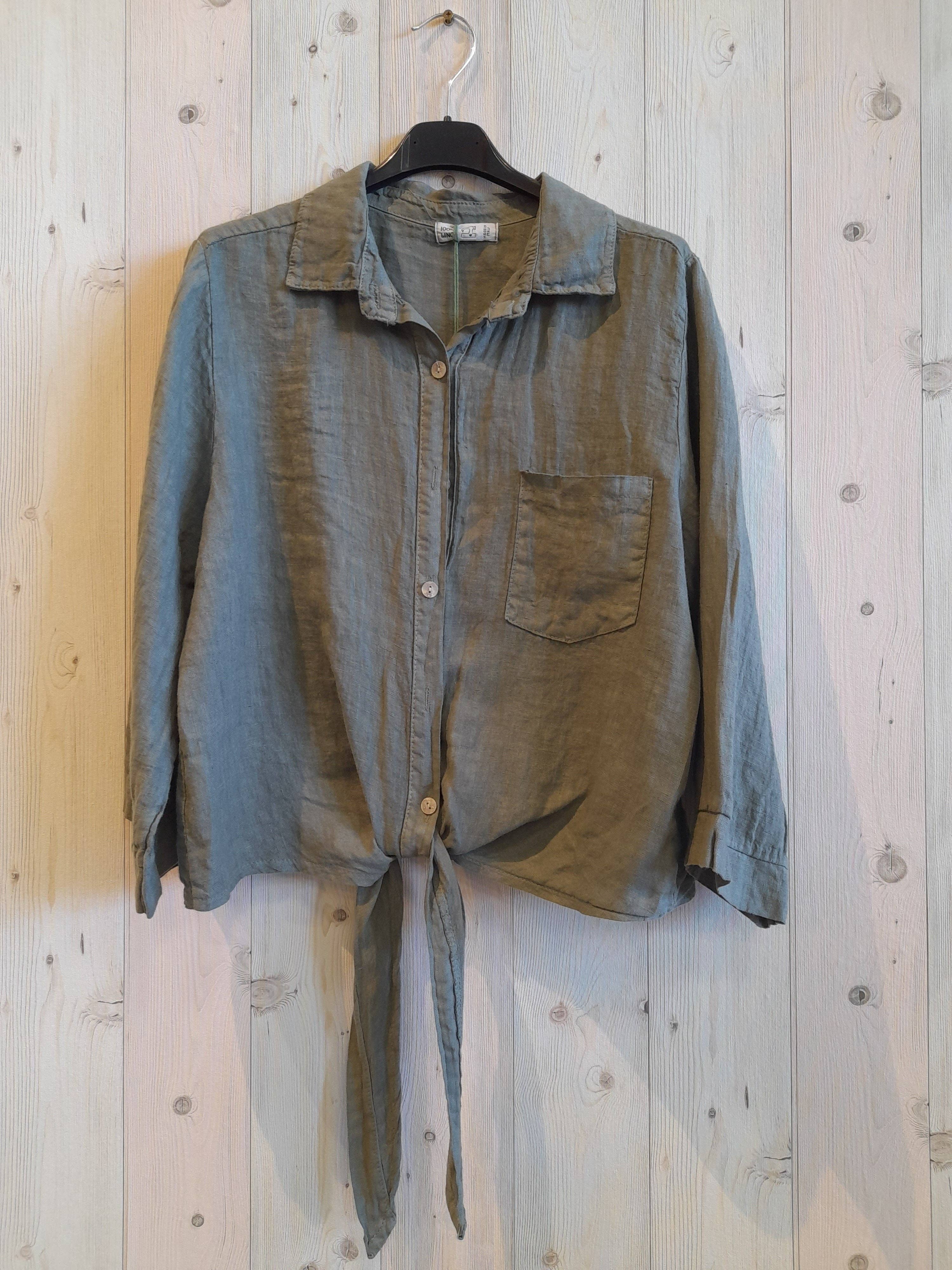 Linen & More - Wholesale Button Down Shirt - Women's - REF 89166 100% LINEN TIE SHIRT0