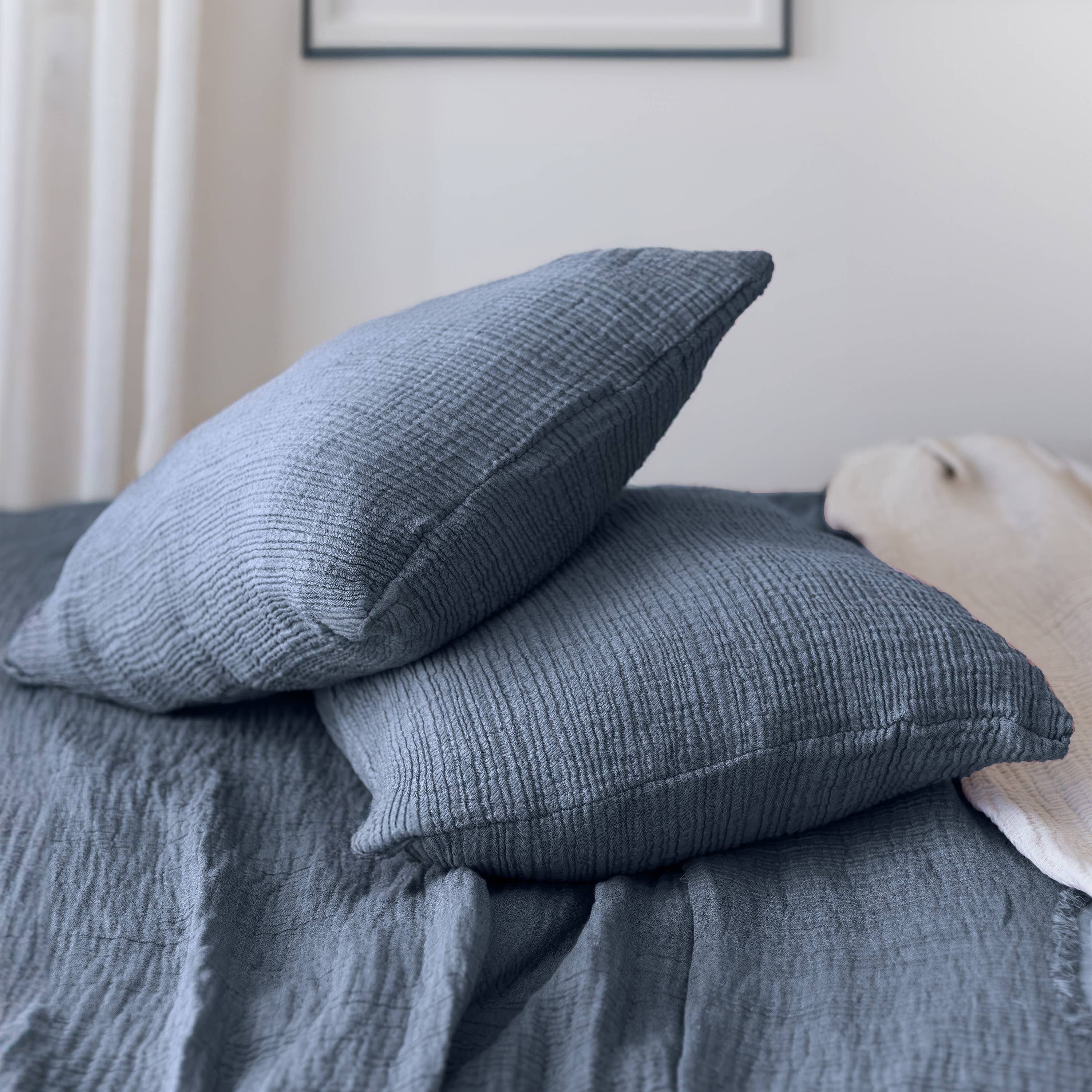 Vivamaison - Vente Plaids - Couvre-lit en mousseline frangé 100 % coton doux, 4 couches premium45