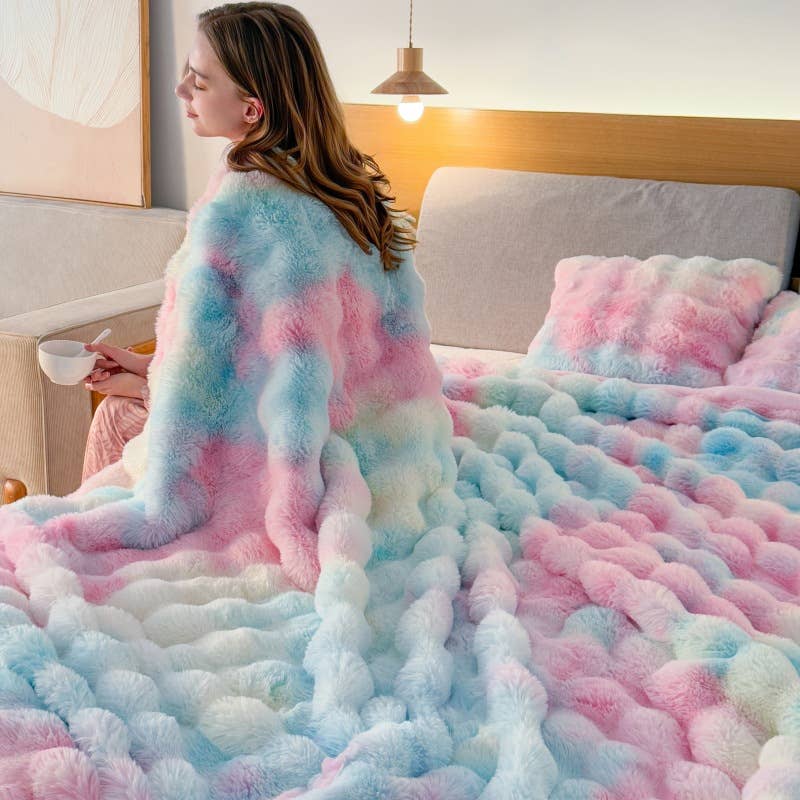 PEACH ACCESSORIES - Wholesale Throw blanket - Cosy Faux Fur Sofa Chair Throw Blanket (130cm*160cm) BLK019