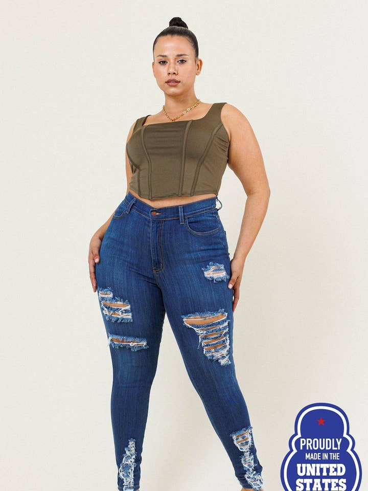 Morgan Distressed Jeans Plus for wholesale by Vibrant M.i.U