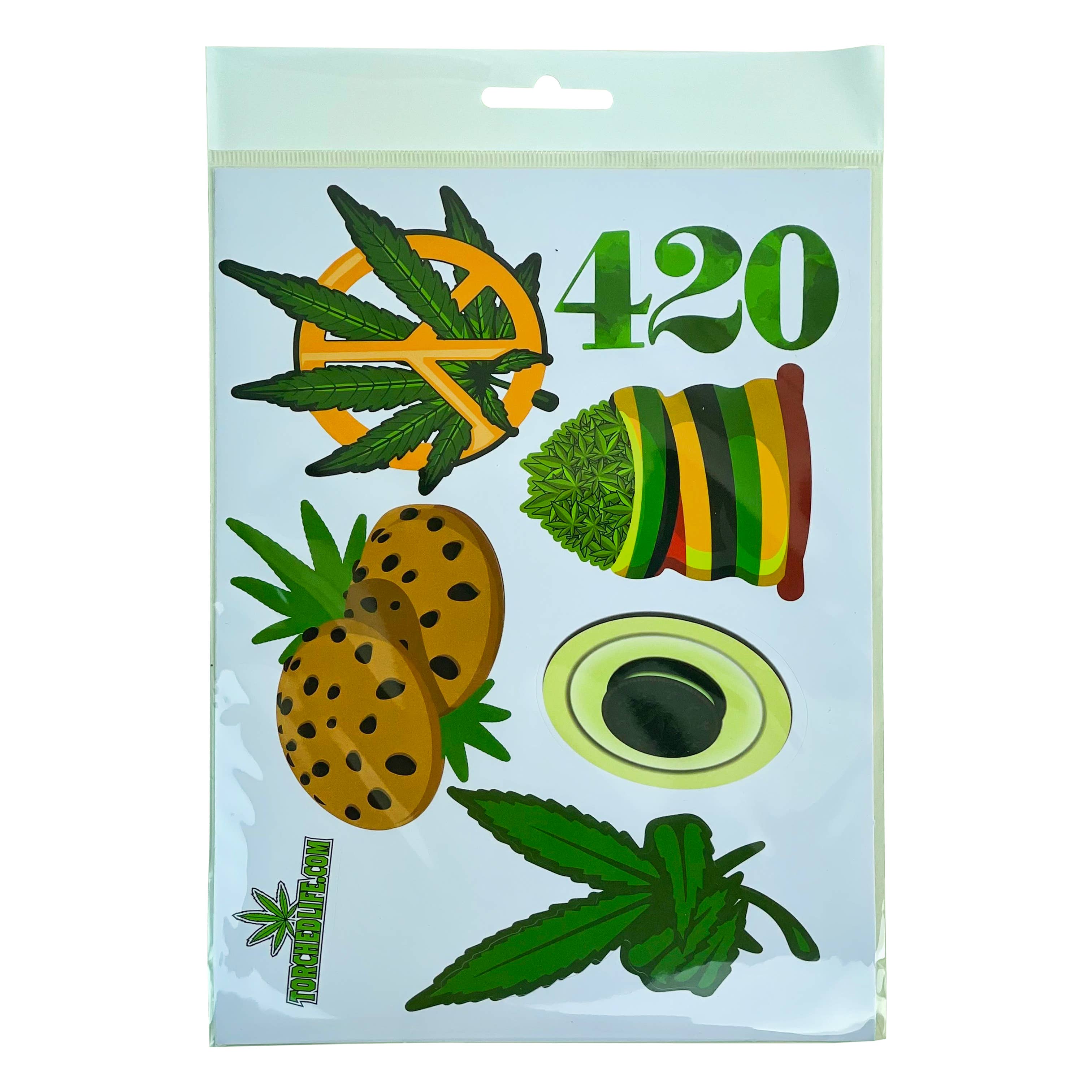 Torched Life - Vendita all'ingrosso Adesivo - Potpouri - Adesivi per marijuana, confezione da 62