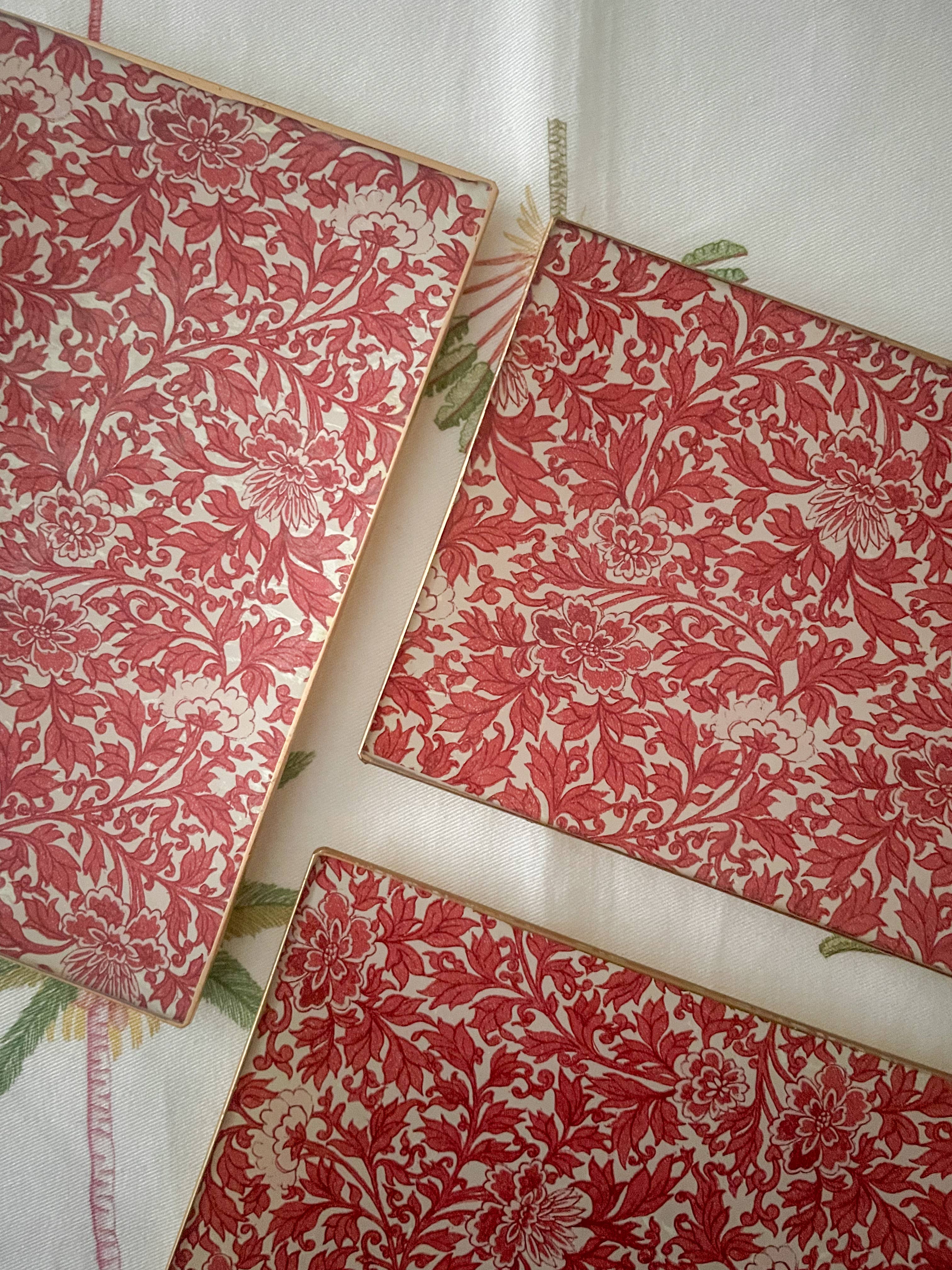 Biccara - Wholesale Decorative Tray - Red Flower Rectangular Tray  – Decoupage Collection2