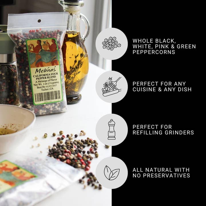 Melina's Gourmet - Wholesale Pepper/Peppercorns - California Four Peppercorn Blend 6oz3