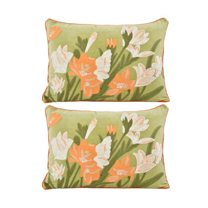 2ABCC1624_TQOR Set/2 SPRING FLORAL PILLOW 16x24" for wholesale by Karma Living