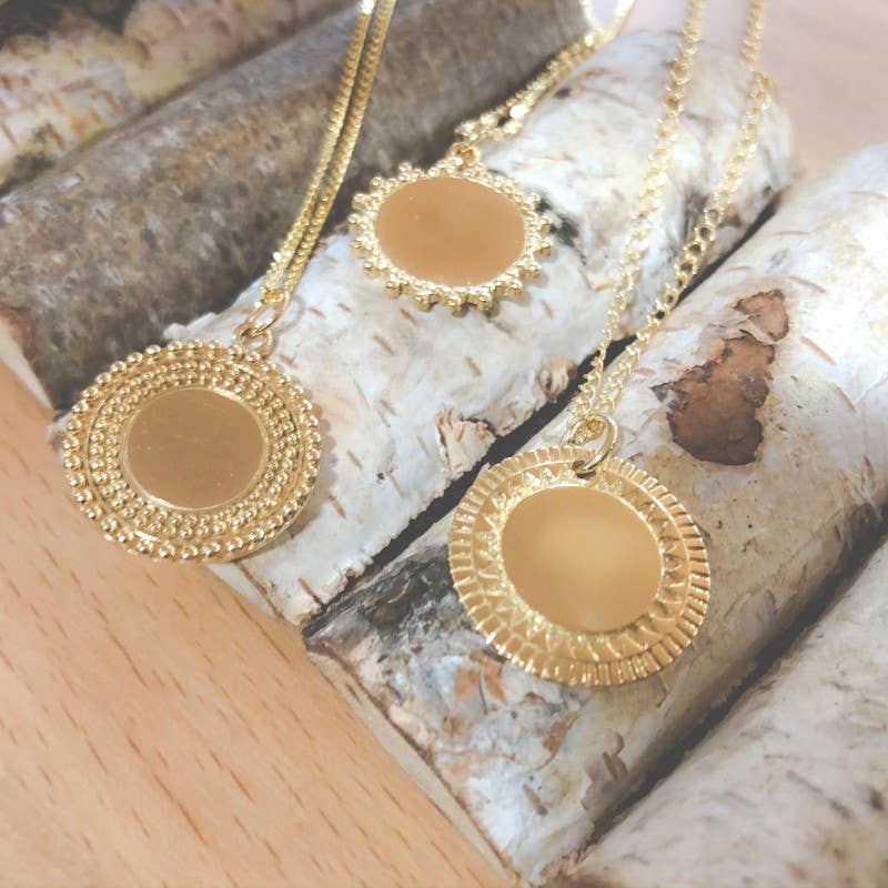 COM FORSA SL - Wholesale Pendant/Charm Necklace - Engraving + Sterling silver 925 beaded solar pendant 20 mm0