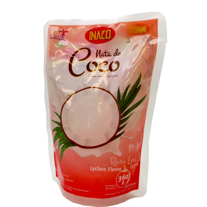 Takari International, Inc. - Wholesale Snack Pack - Kids & Baby - Inaco Nata De Coco- Lychee Flavor, 24 Pouches/Case, 12.70oz (360g)1