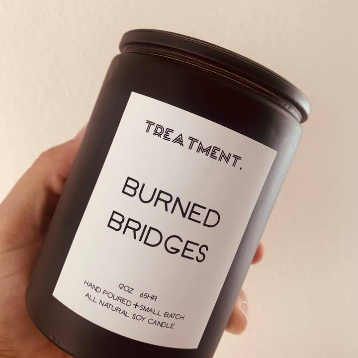 Burned Bridges Soy Candle for wholesale by Treatment. Candle Co