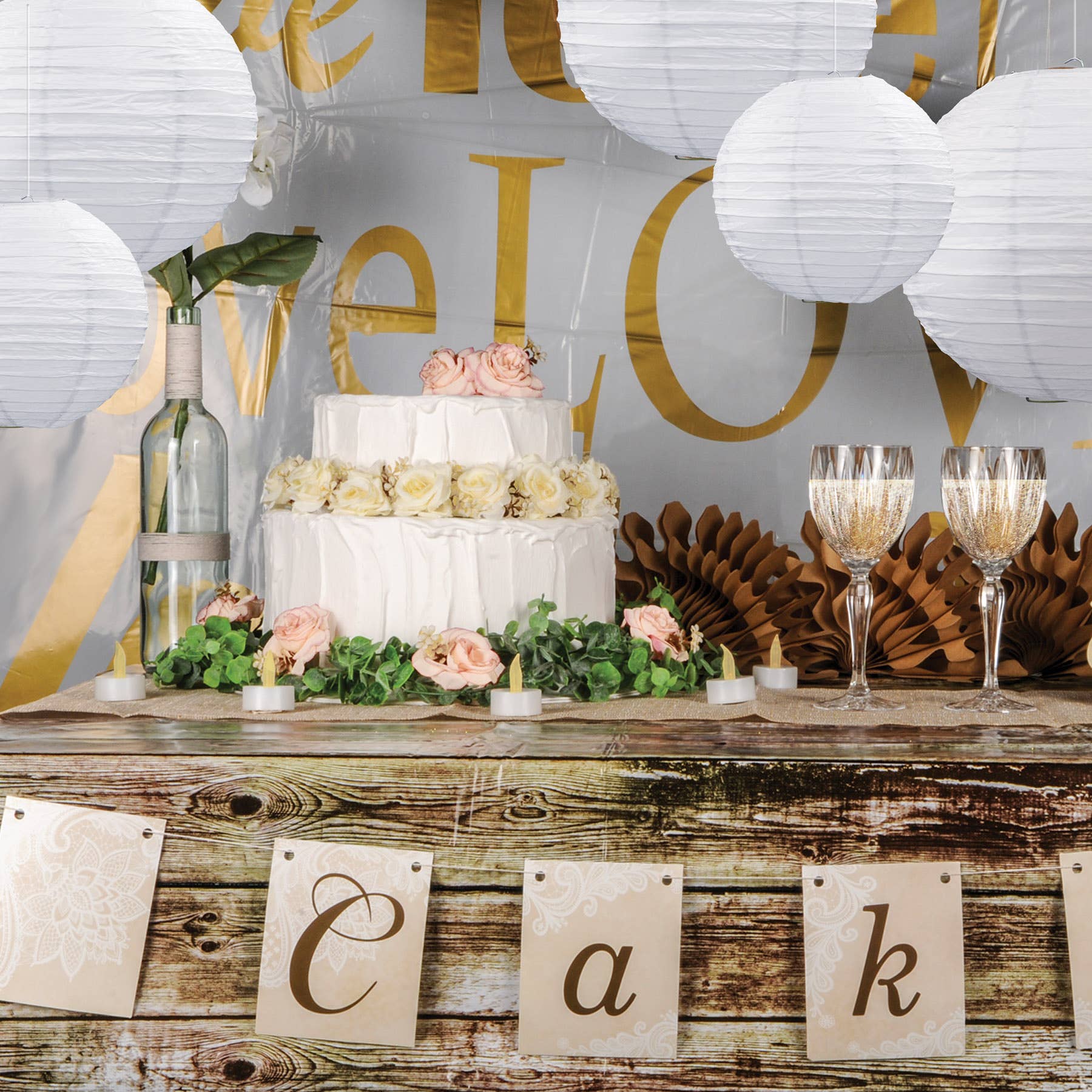 Beistle - Venta al por mayor Faroles - Juego de 5 faroles de papel blancos en tamaños surtidos: 2 de 15 cm, 2 de 20 cm, 1 de 24 cm4