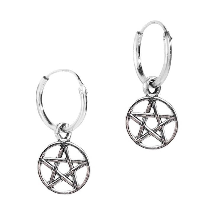 Pentagram Zilveren Hoepels (VS-DDP) voor wholesale door Silver Jewellery Cavern Wholesale