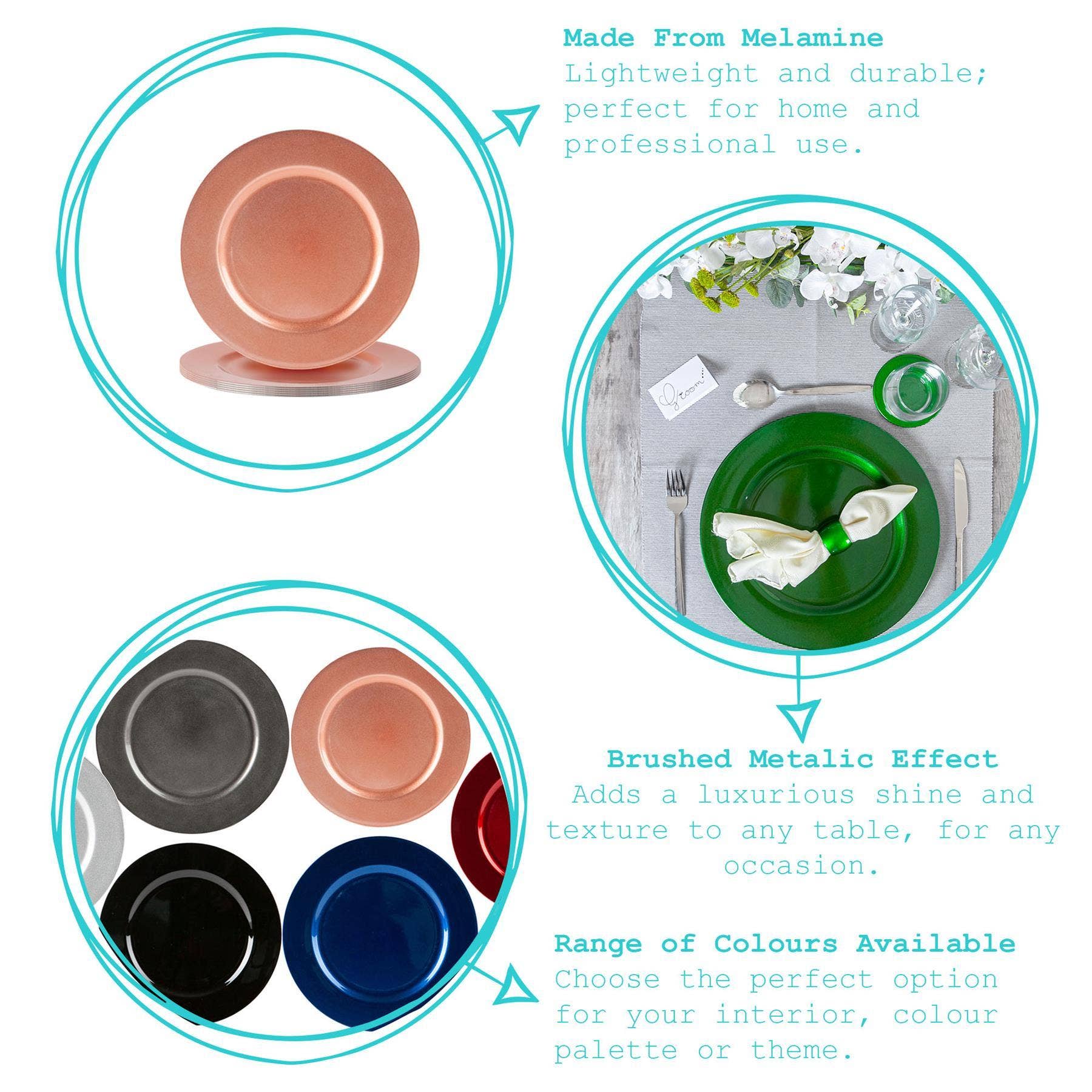 Rinkit Ltd - Wholesale Charger Plate - Argon Tableware Metallic Charger Plate - 33cm - Dark Red3