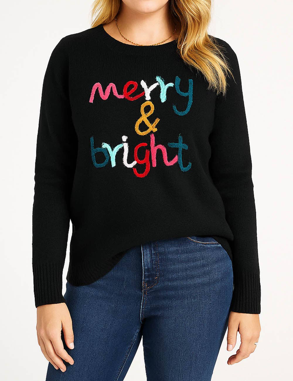 Sweetkama - Vendita all'ingrosso Maglione tricot - Donna - Maglione festivo con scritta "Ladies Christmas Merry & Bright"0