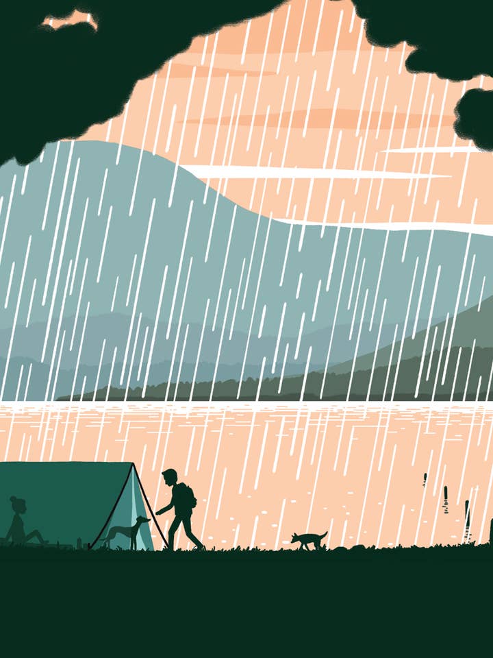 Lakeside Camping Postcard for wholesale by Tom Hardwick