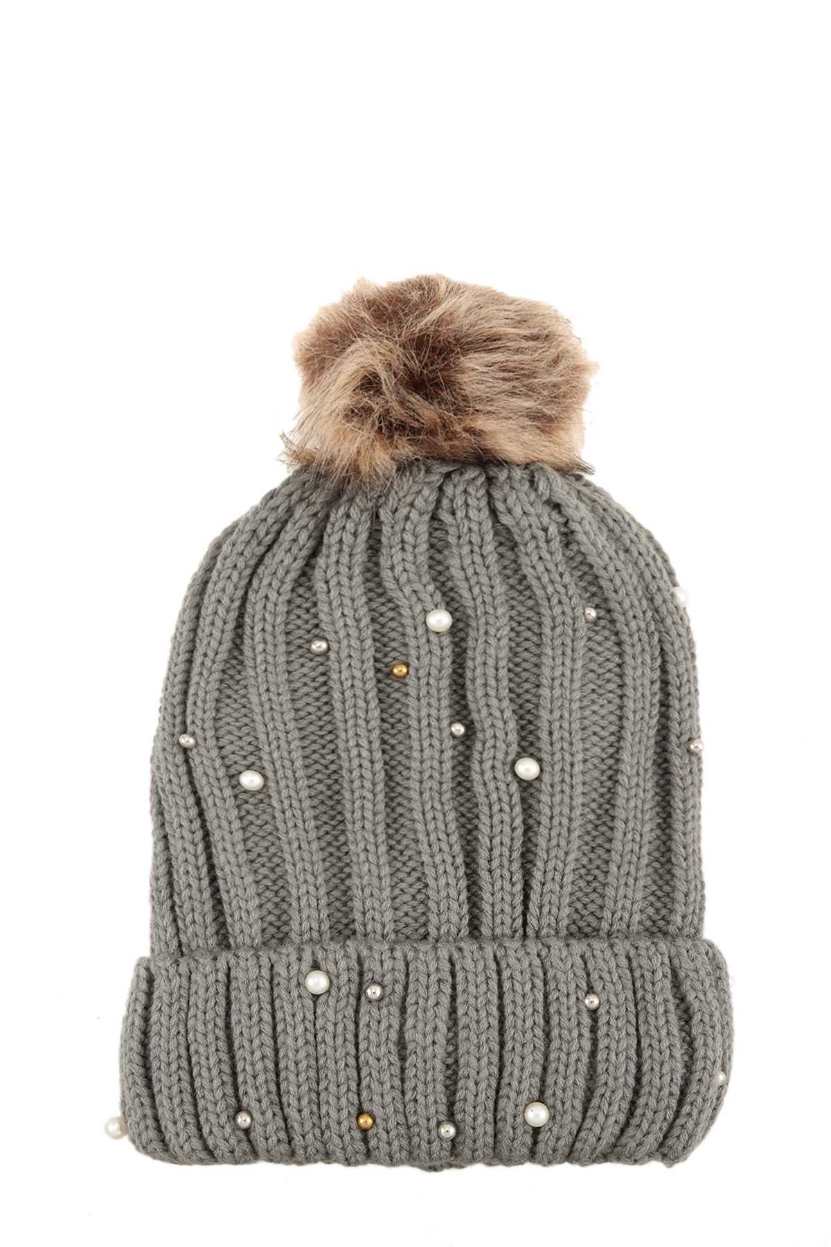 anbfashion - Vendita all'ingrosso Berretto - Donna - Berretto invernale a doppio strato con accento perlato 786