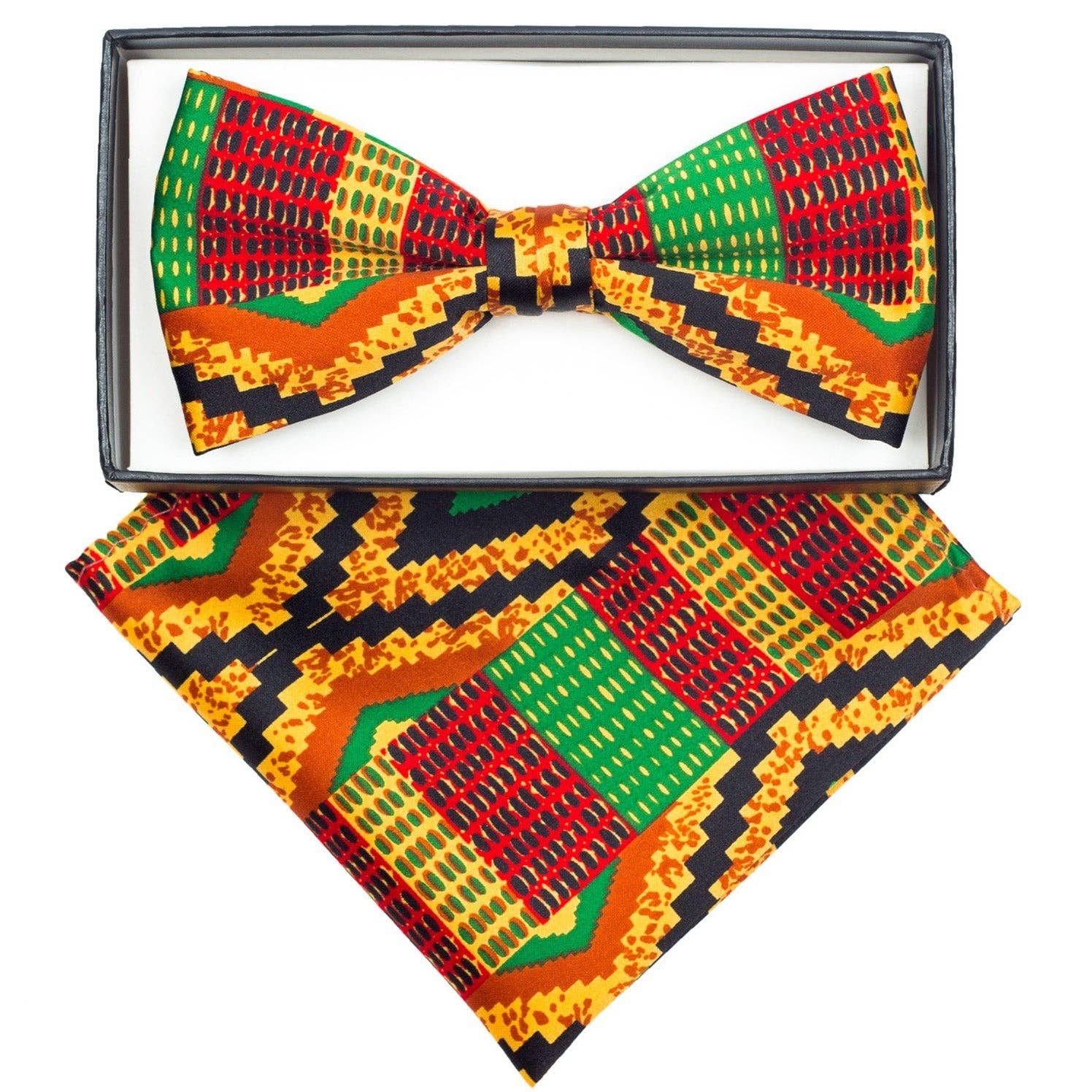Dubal Brothers - Wholesale Bow Tie - Men's - Vittorio Farina Kente Bow Tie & Pocket Square by Classy Cufflinks1