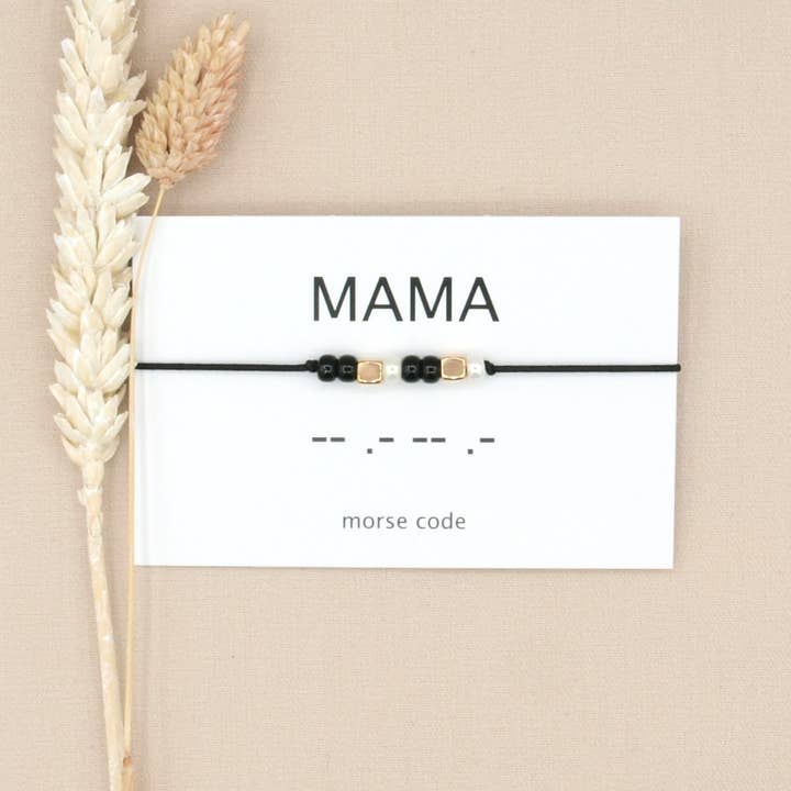 by Indah - Vendita all'ingrosso Bracciale con perline - Fascia da braccio con codice Morse Mama (argento, rosé goud, goud)3