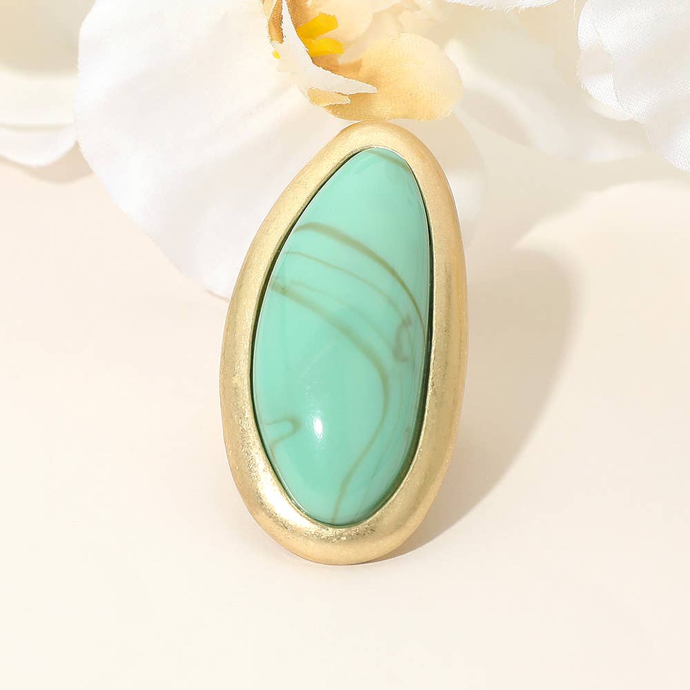 Sensibling Corp. - Wholesale Cocktail/gelegenheidsring - Gedurfde Abstracte Ovale Natuursteen Stretch Ring4