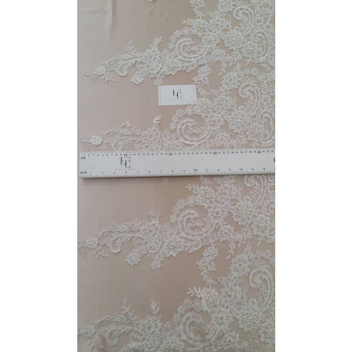 Beaded Ivory Lace Trimming, Sequin Lace, Pearl Lace for wholesale on Faire5