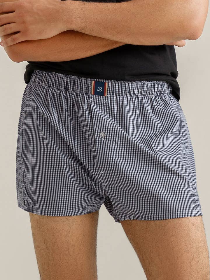 Black Woven Check Boxer for wholesale by Brian Oak Limited
