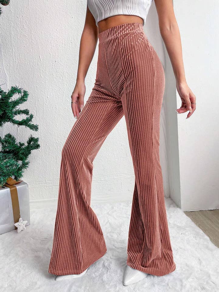 Lily Clothing - Wholesale Pants - Women's - HIGH-WAISTED CORDUROY BELL BOTTOMS WIDE-LEG PANTS8