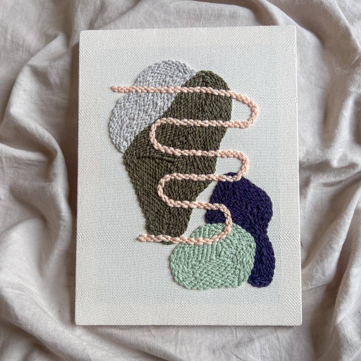 Both Hands Crafts - Wholesale DIY Craft Kit - "Pebbles I" - Punch Needle Kit - Abstract DIY Wall Art