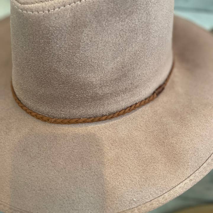 Love and Thyme - Wholesale Fedora - Women's - Best Seller! Vegan Suded Panama Hat with Faux Suede Braid Ba4