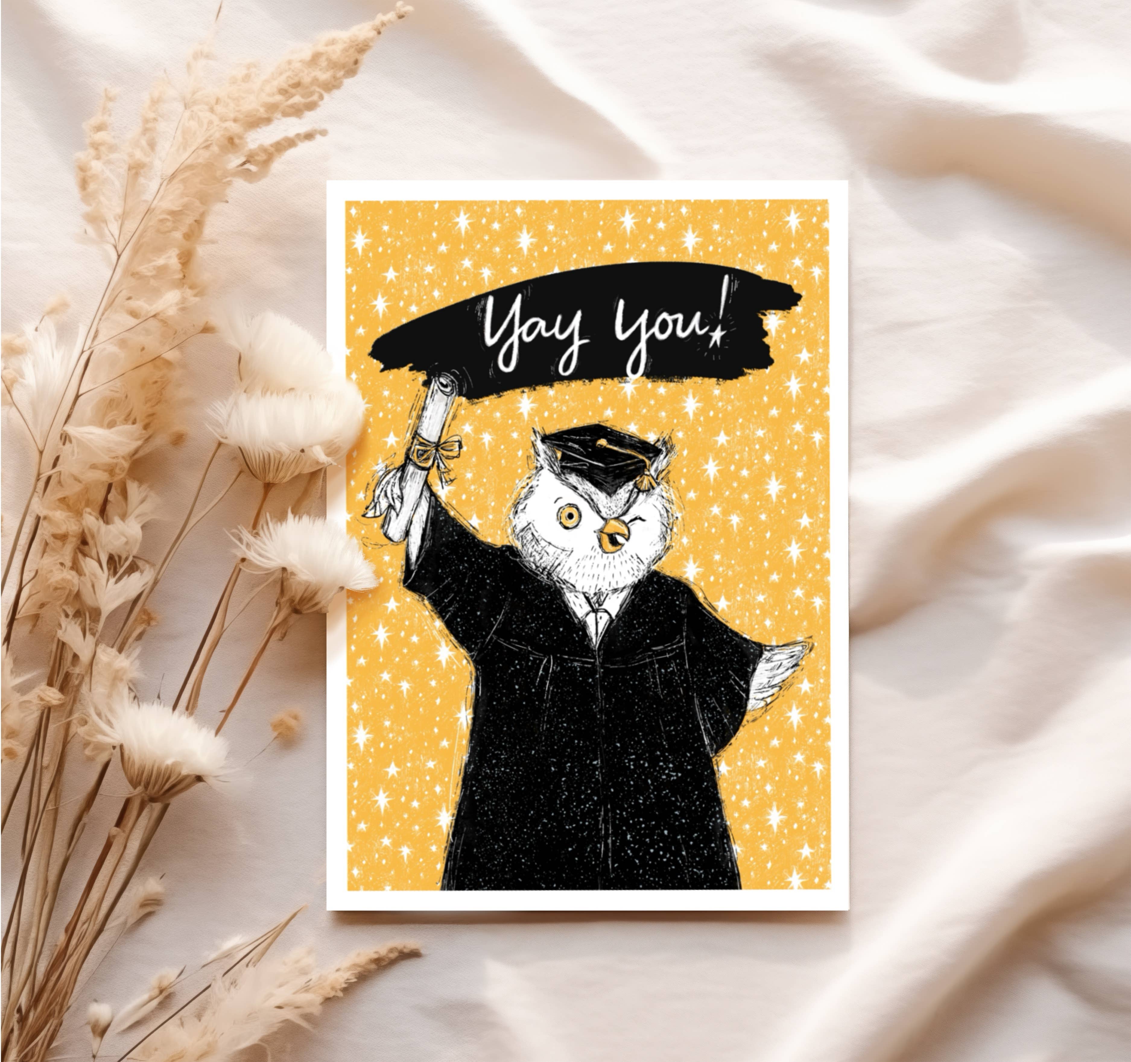 Christy Obalek Illustration - Wholesale Graduation Card - Yay You! Graduation Owl Card #5082