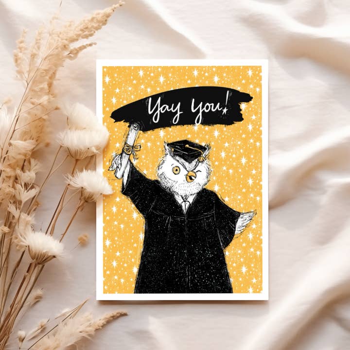 Christy Obalek Illustration - Wholesale Graduation Card - Yay You! Graduation Owl Card #5082