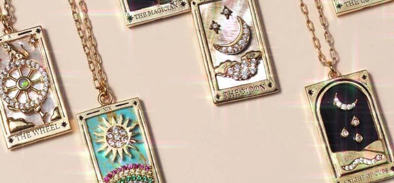 HoopLa - Wholesale Pendant/Charm Necklace - Tarot Card Necklace- Sun- 14K Gold stainless steel 4