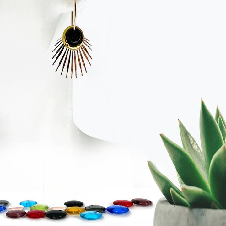 RAY38G- Gold-fill earrings with 9 interchangeable colours. for wholesale by Conversations in Jewellery