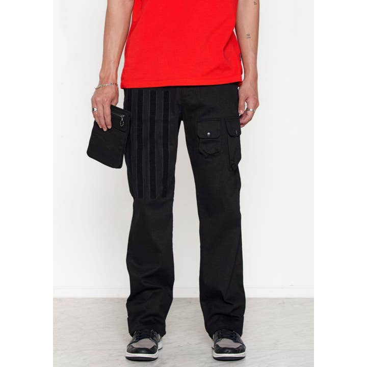 Konus Men's Cargo Pants with Removable Pocket in Black for wholesale by Robin K